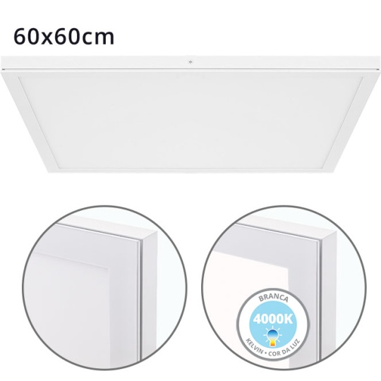 Painel de superfície VOLTAIRE 60x60 48W LED 3840lm 4000K 120° C.60xL.60xAlt.2,3cm branco