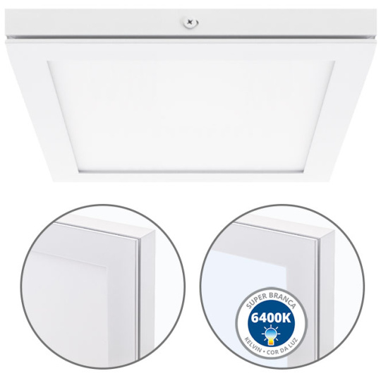 Surface Mounted Panel TOLSTOI 22,5x22,5 18W LED 1080lm 6400K 120° W.22,5xW.22,5xH.2,3cm White