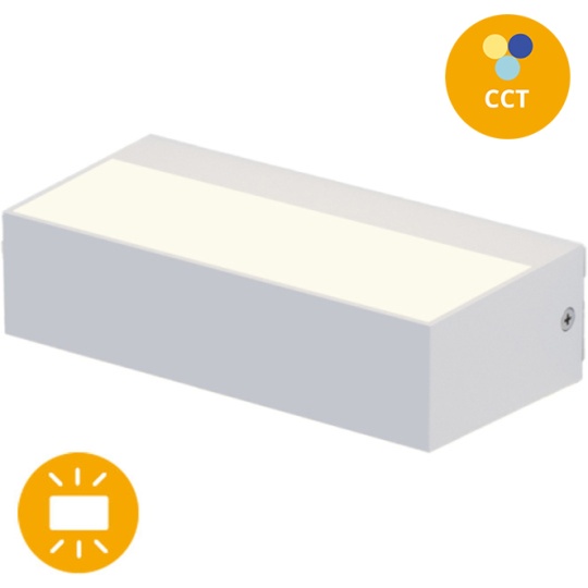 Aplique CORVO IP65 9W LED CCT 3000/4000/6500K C.17,1xL.4,6xAlt.8,3cm branco