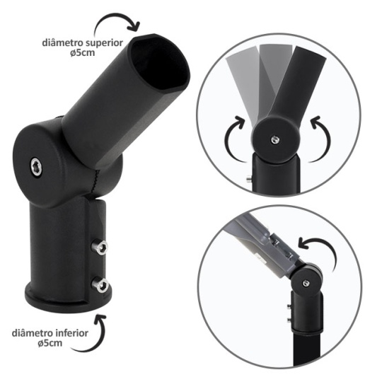 Adaptador angular (joelho) p/aplique de rua 50/50 Alt. 24,5cm preto