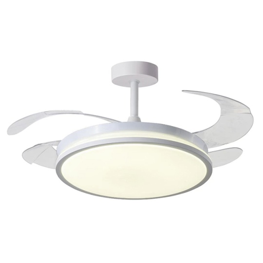 Ventoinha de tecto DUNE ECO branca, 4 palas retráteis, 72W LED 3000|4000|6000K, Alt.30/40xD.108/50cm