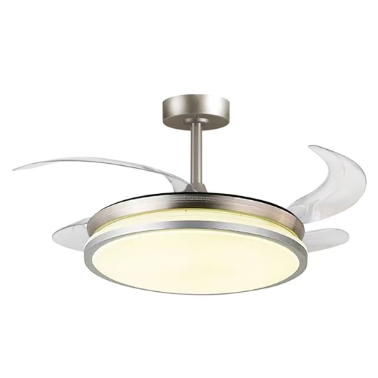 Ceiling fan DC DUNE silver, 4 retractable blades, 72W LED 3000|4000|6000K, H.30/40xD.108/50cm