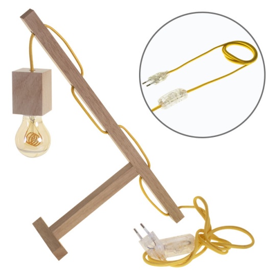 Candeeiro de mesa BASIC 1xE27 C.12xL.27xAlt.39cm madeira amarelo/madeira natural