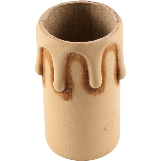 Capa c/gotas lacadas antigas para suporte vela E14 de 1-peça, Alt.55mm, resina termoplástica marfim