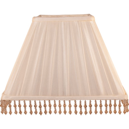 Abat-jour POLACO quadrado prisma com missangas, com encaixe E27 C.30xL.30xAlt.23cm bege