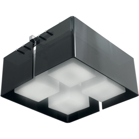 Plafond ROBERTA quadrado 4xE27 C.41xL.41xAlt.21cm Preto/Cromado