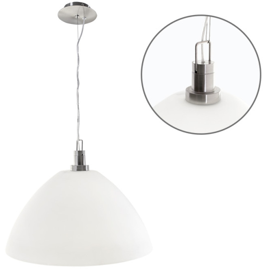 Pendant Light HERNER 1xE27 H.Reg.xD.43cm Glass White/Satin Nickel