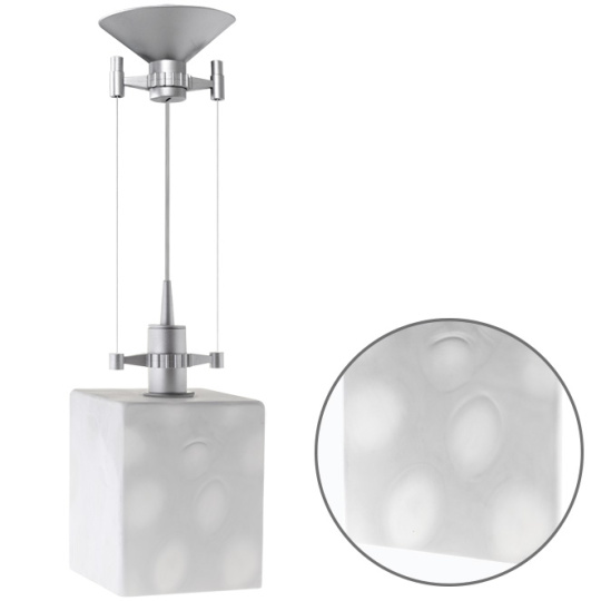 Pendant Light HERNER square 1xE14 L.12xW.12xH.Reg.cm Glass White