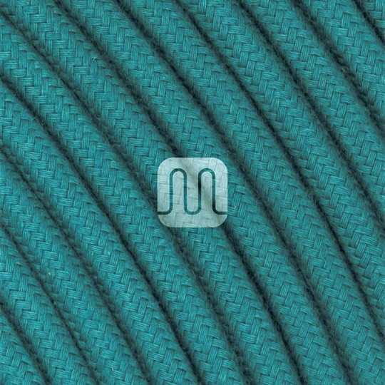 Cable eléctrico cubierto con tela redonda flexible H03VV-F 2x0,75 D.6.8mm verde turquesa TO444