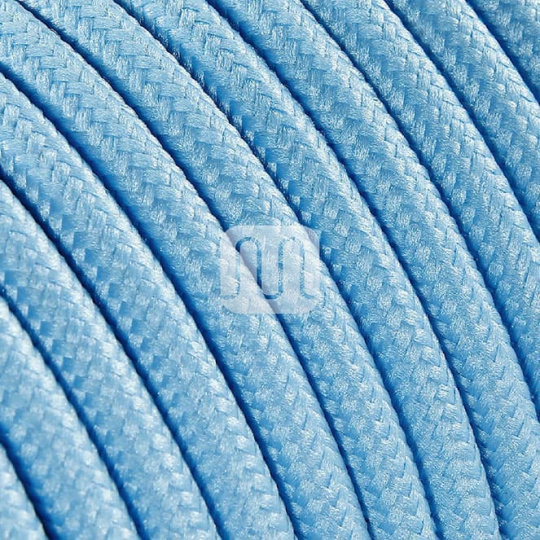Cabo elétrico redondo flexível revestido a tecido H03VV-F 2x0,75mm2 D.6.2mm, em azul claro TO71