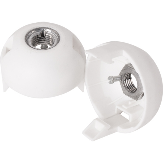 White dome for E27 2-pieces lampholder w/metal nipple M10 and stem lock. screw, thermoplastic resin