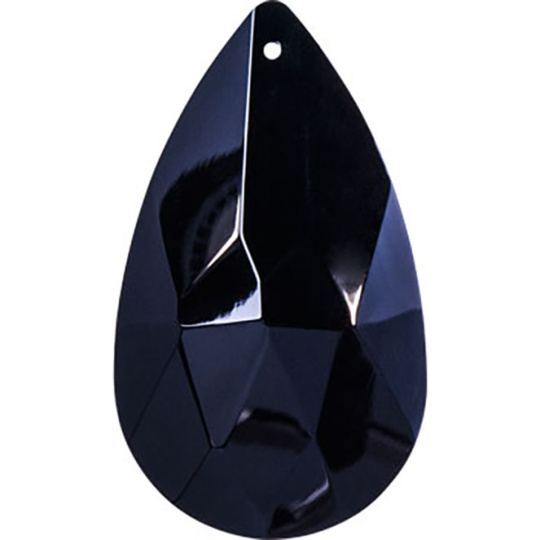 Crystal pearshape stone 5x2,9cm 1 hole black