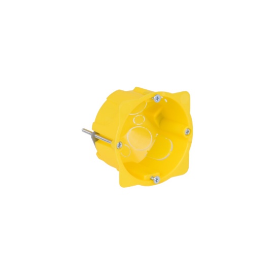 Recessed low-profile box for drywall H.4.2xD.7cm, in yellow polypropylene