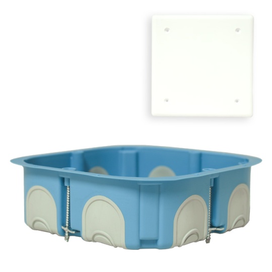 Drywall junction box L.12xW.12xH.4mm, halogen-free, 8 glands (8xd.16-25mm), 960°