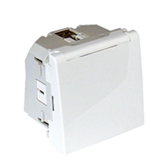 Safety Earth Socket (Schuko type) Horizontal Apertures (2Mod.) with Screwless terminals, hinged Lid