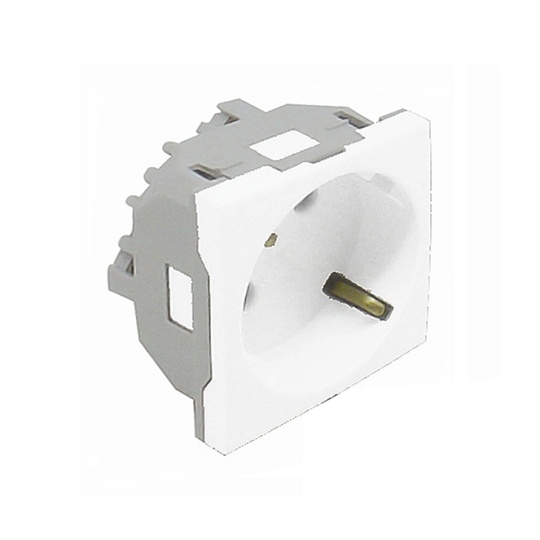 Tomada schuko QUADRA45 (2 módulos) 16A 250Vac, Alvéolos a 45°, branco