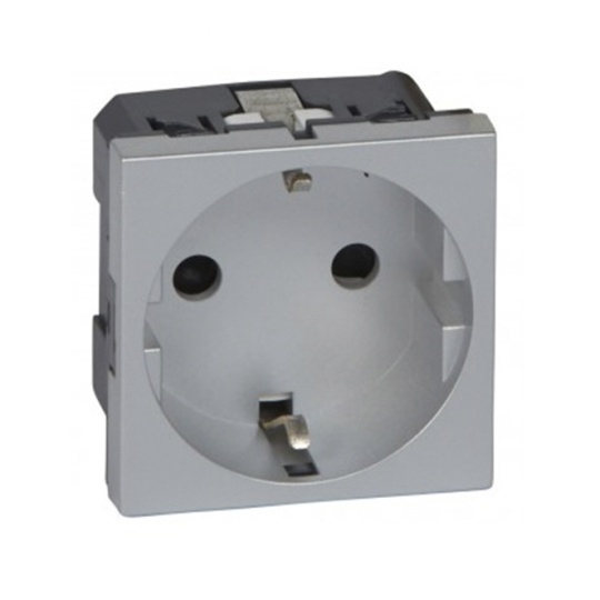 Tomada schuko QUADRA45 (2 módulos) com obturador 16A 250Vac alumina