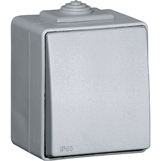 Comutador de escada ESTANQUE48 1 tecla (2 pontos de comando) 10A 250Vac IP65 IK07 cinzento