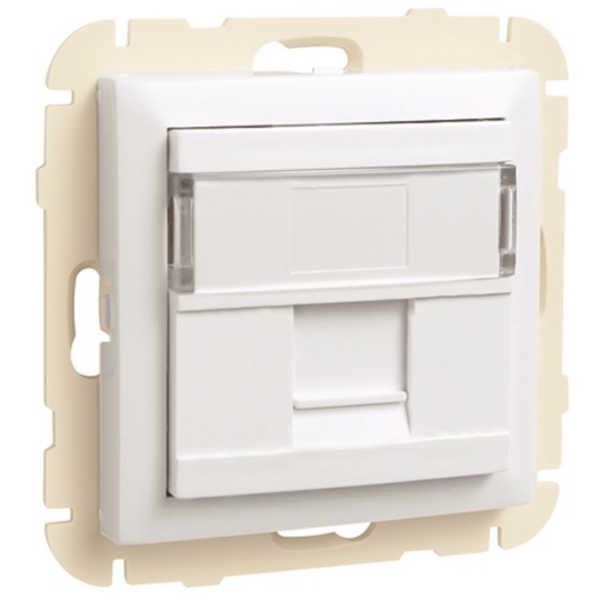 Tapa con soporte para un conector RJ45 blanco