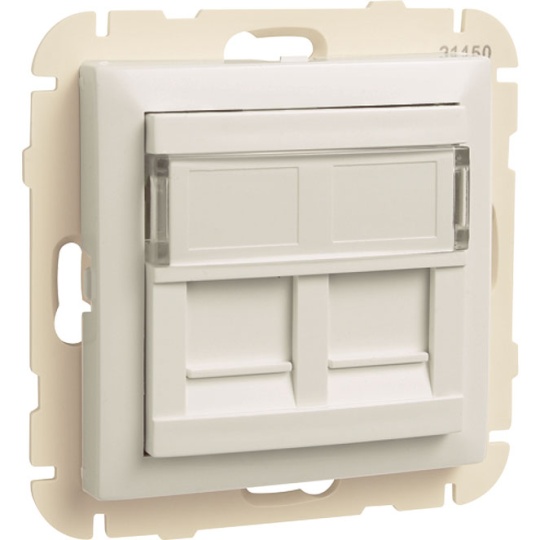 Aro com módulo duplo LOGUS90 para conetores RJ45 marfim