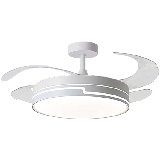 Ventoinha de tecto ROBIN ECO branca, 4 palas retráteis, 72W LED 3000|3500|6000K, Alt.30/40xD.107/50c