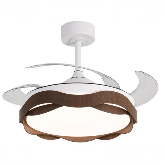 Ceiling fan DC ONDAS oak, 4 retractable blades, 72W LED 3000|4000|6000K, H.35xD.108/50cm