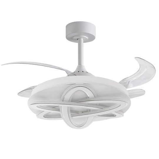 Ceiling fan DC SATURNO white, 4 retractable blades, 200W LED 3000|4000|6000K, H.35xD.108/50cm