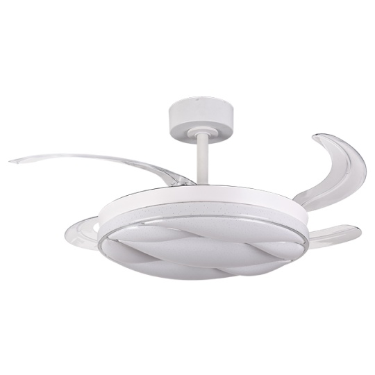 Ceiling fan DC KARNAK white, 4 retractable blades, 72W LED 3000|4000|6000K, H.30/40xD.108/50cm