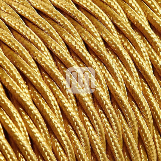 Cable eléctrico H05V2-K cubierto con tela torcida FRRTX 3x0,75 D.6.4mm dorado
