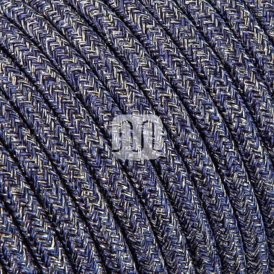 Cable eléctrico cubierto con tela redonda flexible H03VV-F 2x0,75 D.6.2mm azul jeans TO459
