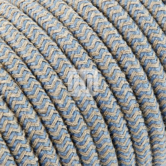 Cabo elétrico redondo flexível revestido a tecido H03VV-F 2x0,75mm2 D.6.8mm, em azul/areia TO446
