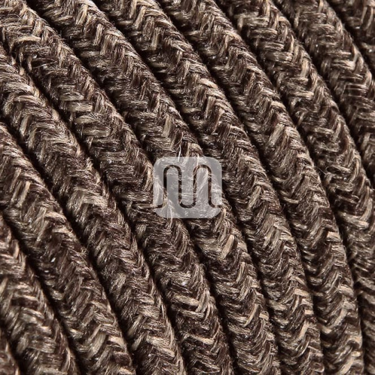 Flexible round fabric covered electrical cable H03VV-F 3x0,75 D.7.0mm canvas brown TO404