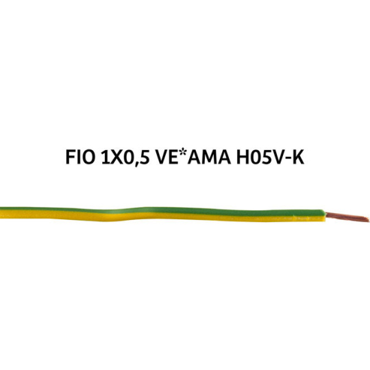 Conductor eléctrico redondo flexible (terra) H05V-K (FV) 1x0,5mm2 verde/amarillo