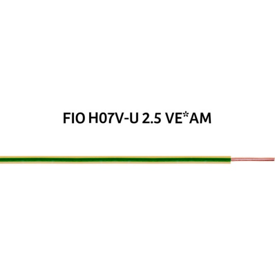 Condutor de Baixa Tensão rígido (terra) H07V-U (V) 2,5mm2 verde/amarelo
