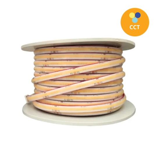 Fita LED COB 230Vdc 20W/m 480LED/m CCT (3cores) IP68 silicone transparente 1m (múltiplos de 5m)