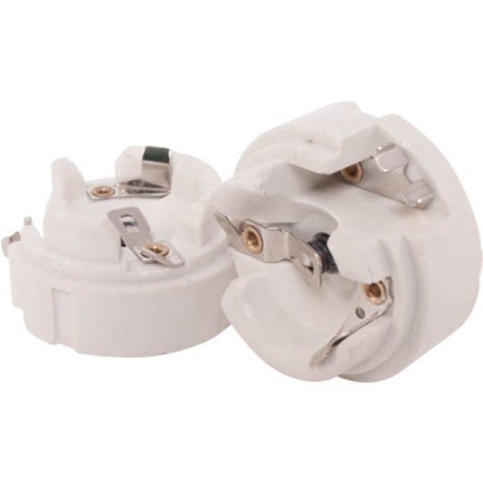 Pastilla de conexión c/ bloqueo antigiro y terminal de tierra p/ portal. met. de 3pc E27, en PPS