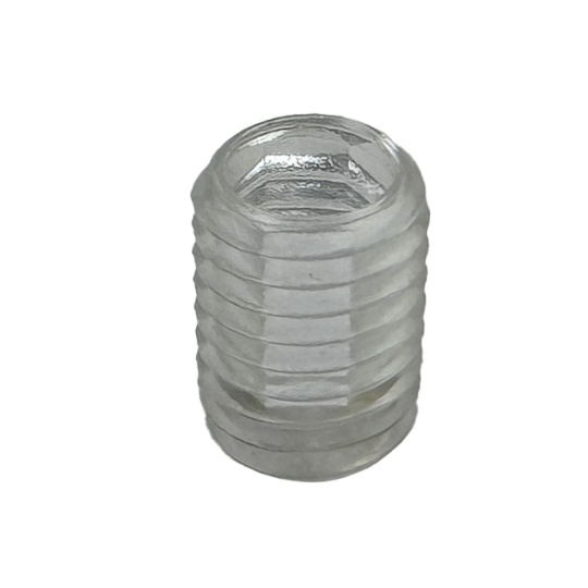 M7x1 grub screw with hexagonal slot for cord grip and ceiling-roses, in transparent resin, H.10mm