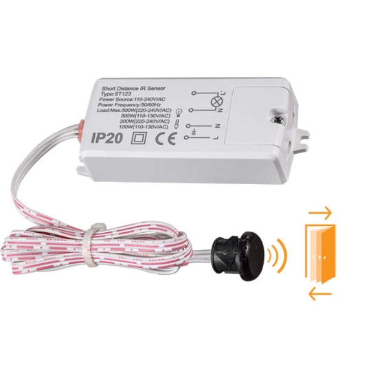 White infrared (IR) movement sensor IP20, detection angle of 360º, in PC with UV protection