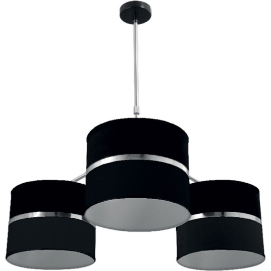 Candeeiro de tecto OLGA 3xE27 Alt.Reg.xD.85cm preto/cromado