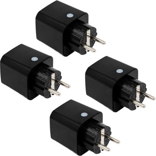 Shelly Plug M Gen3 Preto 4 unid. — Tomada Inteligente Wi-Fi 16A 2500W com Medição