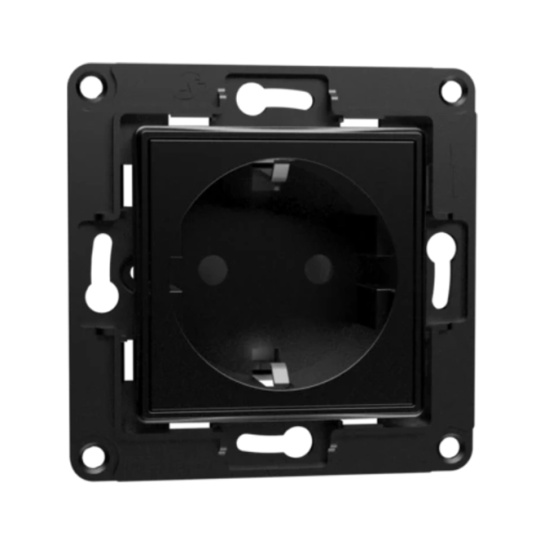Shelly Wall Socket EU Preto — Tomada de Parede Inteligente Schuko 16A com Medição