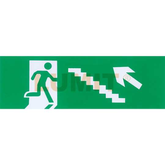 Self-adhesive sign with safety pictogram stairs arrow/ up/ left 65*200mm