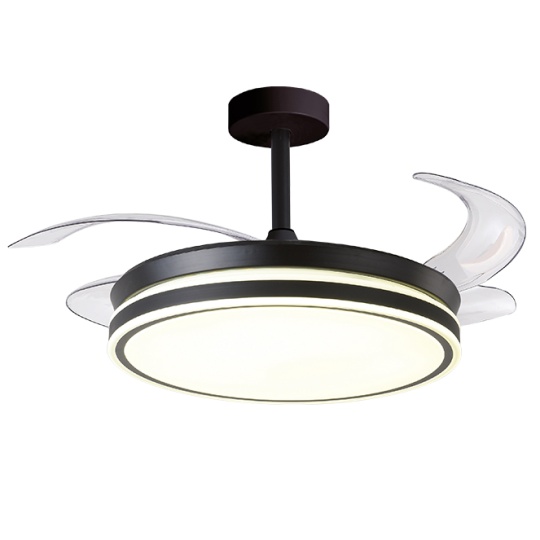Ceiling fan DC RODAS black, 4 retractable blades, 72W LED 3000|4000|6000K, H.30/40xD.108/50cm