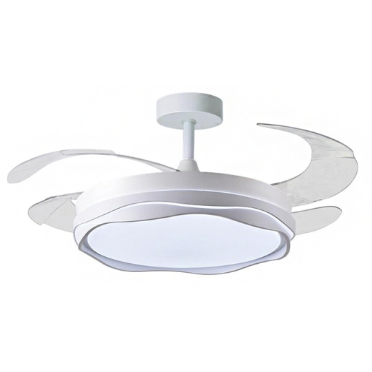 Ceiling fan DC CRETA white, 4 retractable blades, 72W LED 3000|4000|6000K, H.30/35xD.108/50cm
