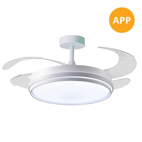 Ceiling fan DC KIOTO white, 4 retractable blades, 72W LED 3000|4000|6000K, H.30/35xD.108/50cm