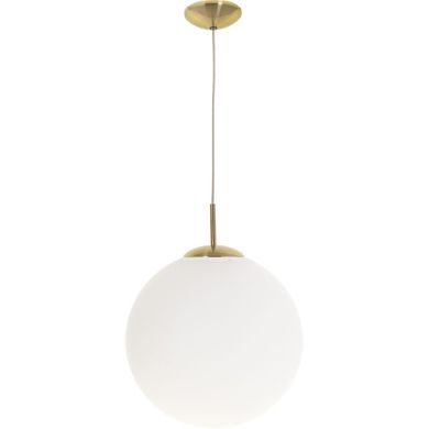 Suspensão GLOBAL 1xE27 Alt.Reg.xD.25cm Dourado/Branco