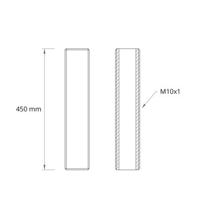 Tubo roscado C.45cm M10x1, em ferro zincado (TRZ 450MM)