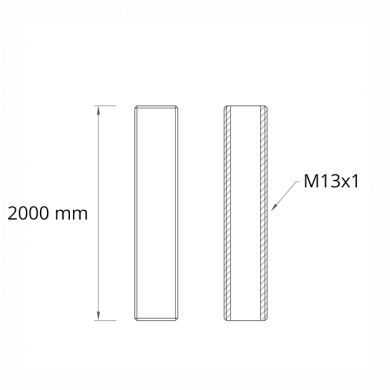 Tubo roscado L.200cm M13x1, en hierro galvanizado