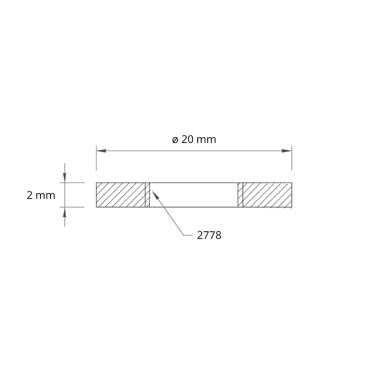 Anilha lisa D.20x2,5mm, furo FP10,5, em latão (em bruto) (Peça estampada) (027G/FP)