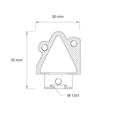 Gancho con tierra L.3xAl.3,9cm con tierra M13x1 con 2 tornillos de tierra, en hierro cincado (GS7)